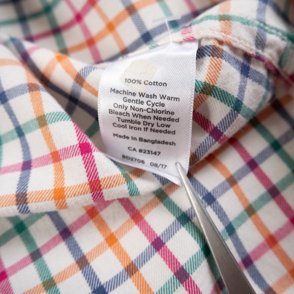 TALBOTS white multicolor check plaid flannel button down shirt size XS - Picture 7 of 8